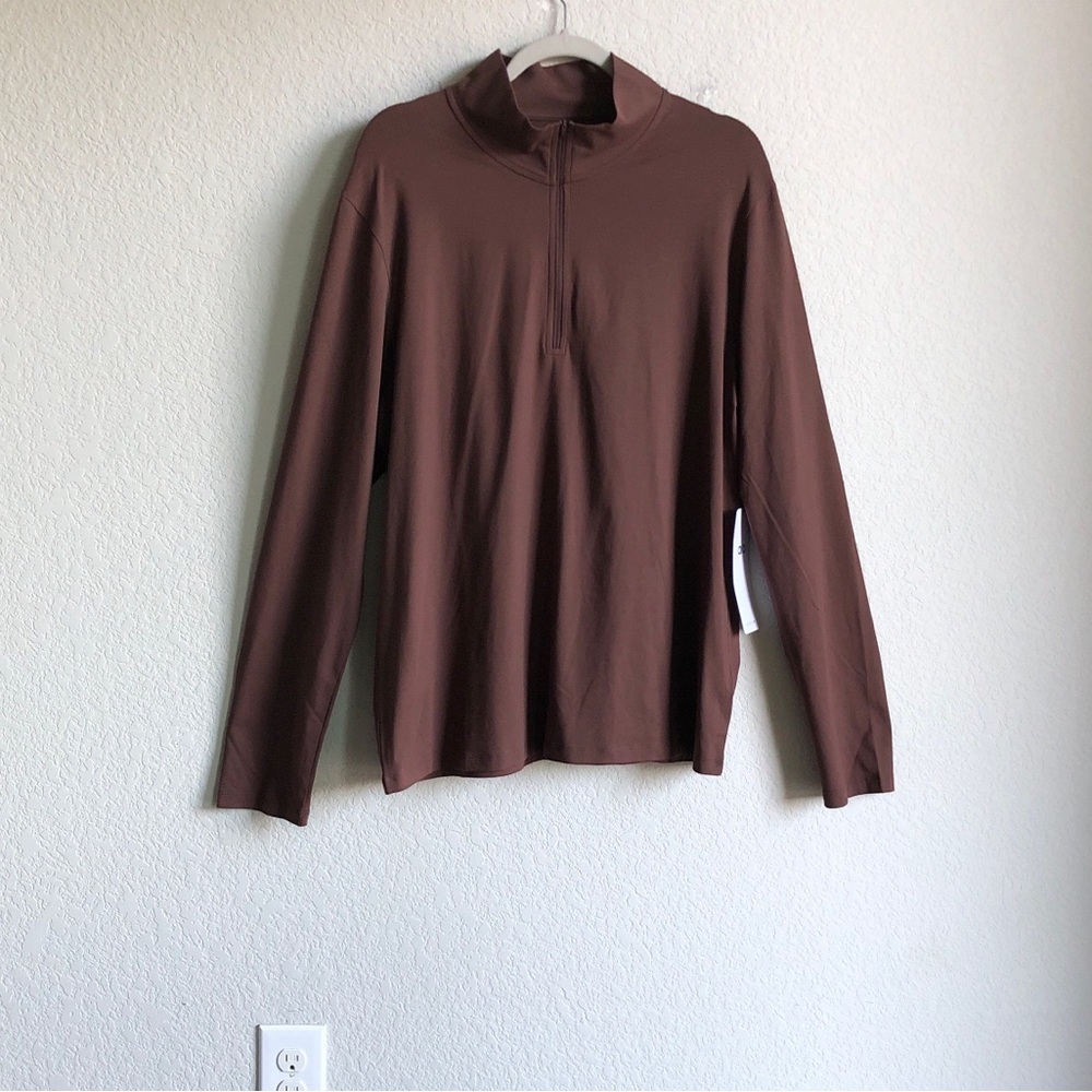 New Alo Mens Conquer 1/3 Reform Long Sleeve Top Brownstone M3193R